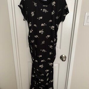 Smallshow, Black Flower Pattern, Maternity Dress